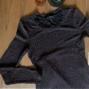 Eclipse Black Long Sleeve Glittery Dress Geometric Sparkle pattern